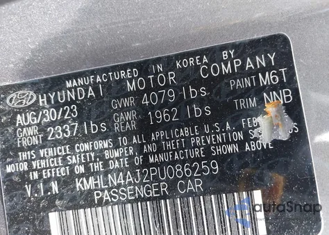 2023 Hyundai Elantra Hybrid Limited z USA, uszkodzony, nr VIN KMHLN4AJ2PU086259